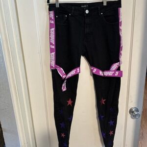 Cooper 9 Jeans Mens Size 34/31* Black Stars Pattern 5 Pockets Flat Front